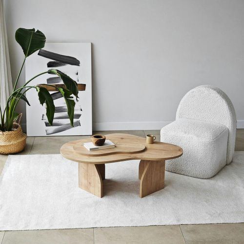 Table Basse Design Organique Effet Bois, 2 Plateaux Marfa