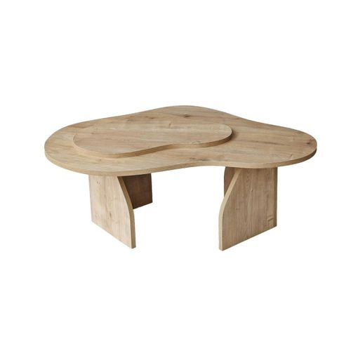 Table Basse Design Organique Effet Bois, 2 Plateaux Marfa
