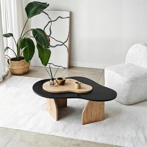 Table Basse Organique Effet Bois Noir Et Bois Clair Marfa