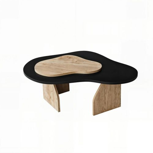 Table Basse Organique Effet Bois Noir Et Bois Clair Marfa