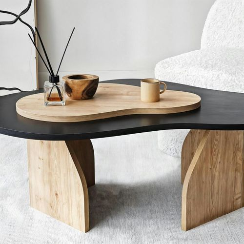 Table Basse Organique Effet Bois Noir Et Bois Clair Marfa