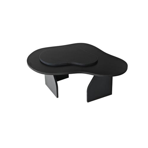 Table Basse Noire Organique Effet Bois, 2 Plateaux Marfa