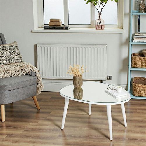 Table Basse Miroir Forme Organique Pieds Blancs Tulum
