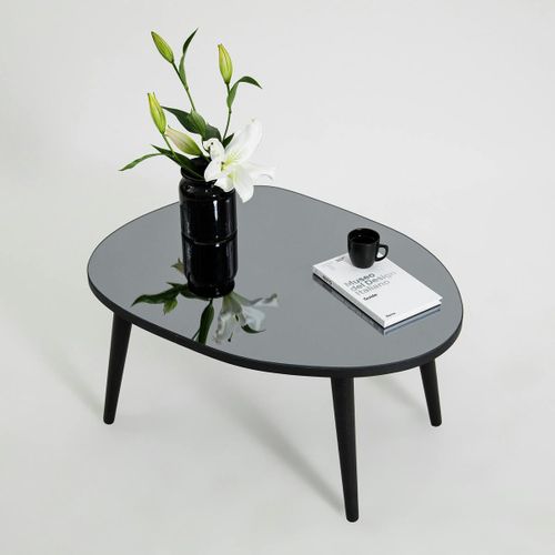 Table Basse Miroir Forme Organique Pieds Noirs Tulum