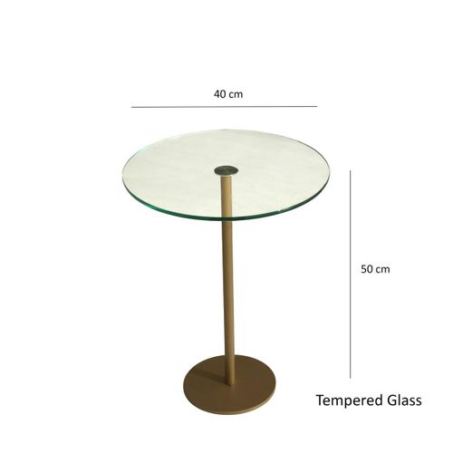 Bout De Canapé Rond En Verre, Pied Métal Doré Ø40 Cm Tulum