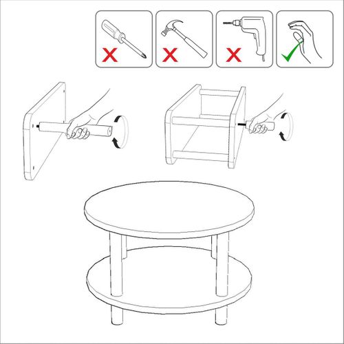 Table Basse Ronde Double Plateau Effet Bois De Pin Marfa