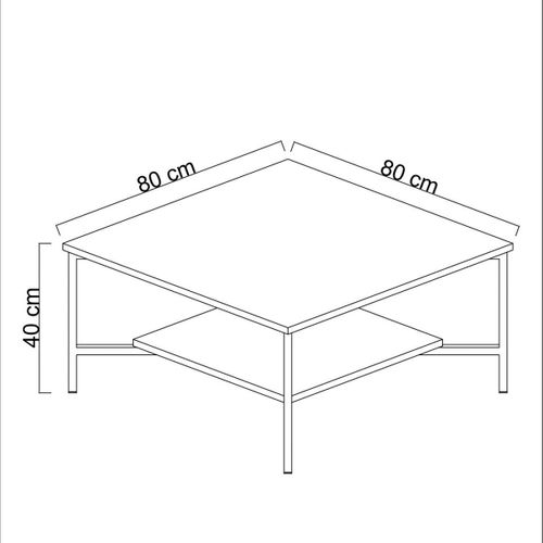 Table Basse Carrée Anthracite, 2 Plateaux Pieds Noirs Jena