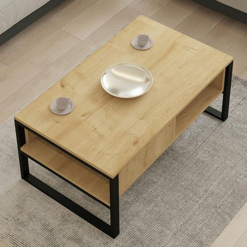 Table Basse Moderne Effet Bois Clair Avec Niches Jena