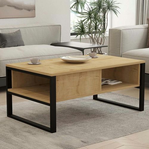 Table Basse Moderne Effet Bois Clair Avec Niches Jena