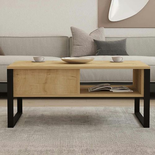 Table Basse Moderne Effet Bois Clair Avec Niches Jena