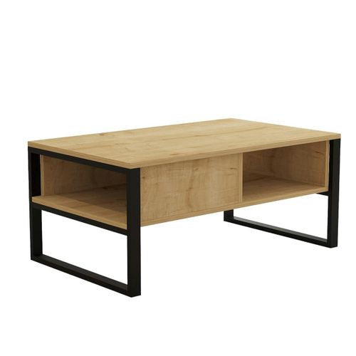 Table Basse Moderne Effet Bois Clair Avec Niches Jena
