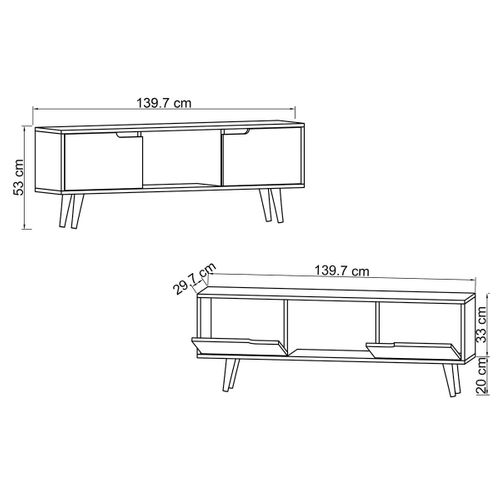 Petit Meuble TV 2 Portes Anthracite Poignées Intégrées Marfa