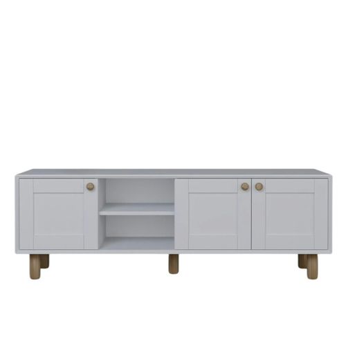 Meuble TV Blanc, 3 Portes à Cadre Et 2 Niches Varen