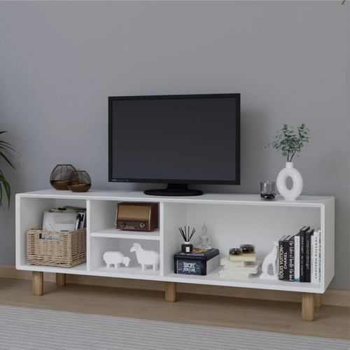 Meuble TV Blanc, 3 Portes à Cadre Et 2 Niches Varen