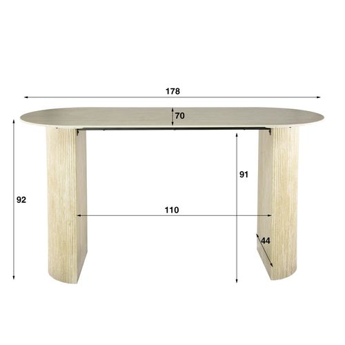 Table Bar Céramique Effet Travertin, Pieds Colonne 180 Cm Ascoli