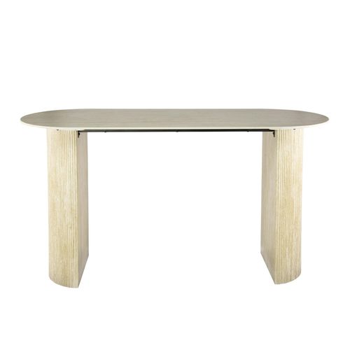 Table Bar Céramique Effet Travertin, Pieds Colonne 180 Cm Ascoli