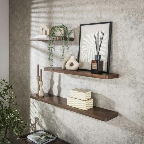 Etagère Murale Bois D’acacia Brun Bords Arrondis 60 Cm Nako