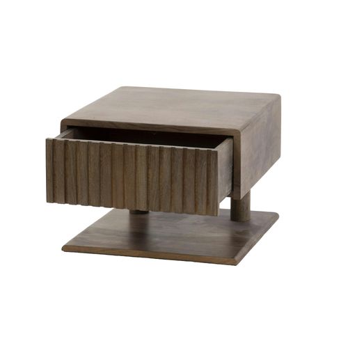 Table De Chevet Murale Bois Brun, Tiroir et Étagère Nako