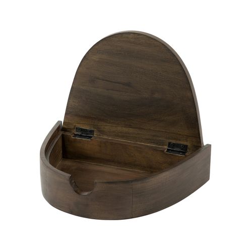 Table De Nuit Murale Bois Brun, Tiroir Demi-lune (x2) Nako