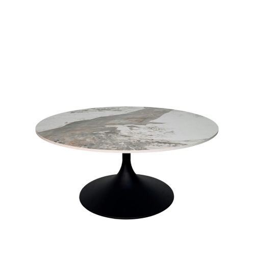 Table Basse Ronde Céramique Marbrée, Pied Tulipe Ligurie
