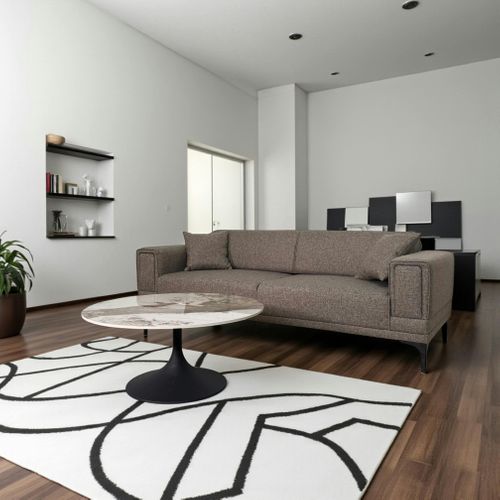 Table Basse Ronde Céramique Marbrée, Pied Tulipe Ligurie