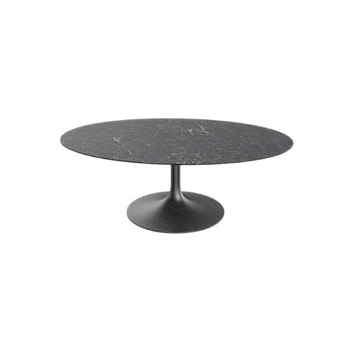 Table Basse Céramique Grise Marbrée Ovale, Pied Tulipe Ligurie