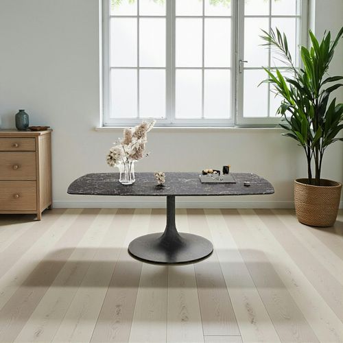 Table Basse Céramique Grise Marbrée, Pied Tulipe 115 Cm Ligurie