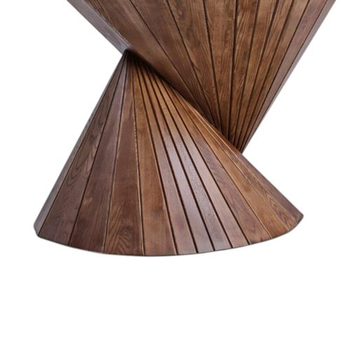 Table Ronde Céramique Pied Conique Bois Marron ⌀160 Cm Alder