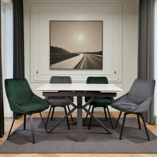 Table Extensible En Céramique Effet Terrazzo 120-180 Cm Vico