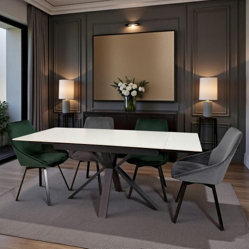 Table Extensible En Céramique Effet Terrazzo 120-180 Cm Vico