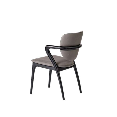 Chaise En Cuir Gris Foncé, Accoudoirs Bois Noir Alder