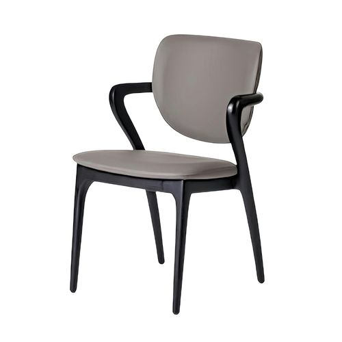 Chaise En Cuir Gris Foncé, Accoudoirs Bois Noir Alder