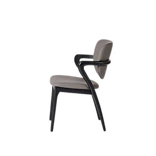 Chaise En Cuir Gris Foncé, Accoudoirs Bois Noir Alder