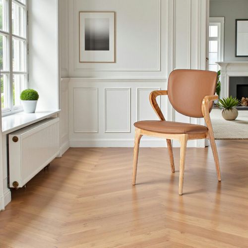 Chaise En Cuir Marron, Accoudoirs Bois Clair Alder