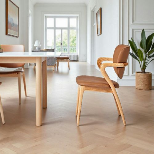 Chaise En Cuir Marron, Accoudoirs Bois Clair Alder