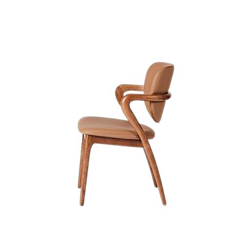 Chaise En Cuir Marron, Accoudoirs Bois Brun Alder