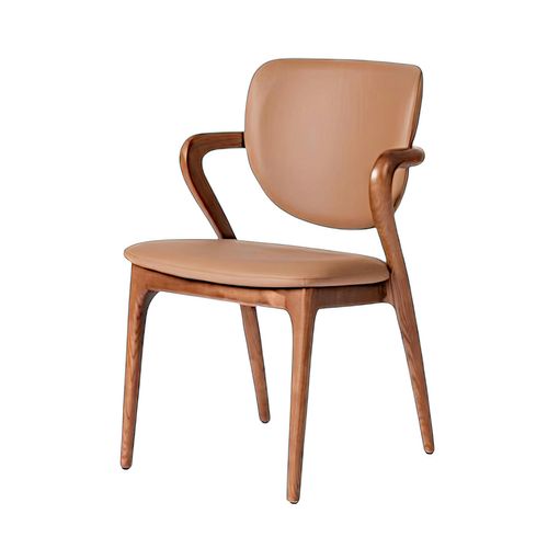 Chaise En Cuir Marron, Accoudoirs Bois Brun Alder