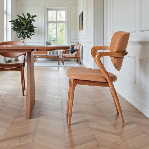 Chaise En Cuir Marron, Accoudoirs Bois Brun Alder