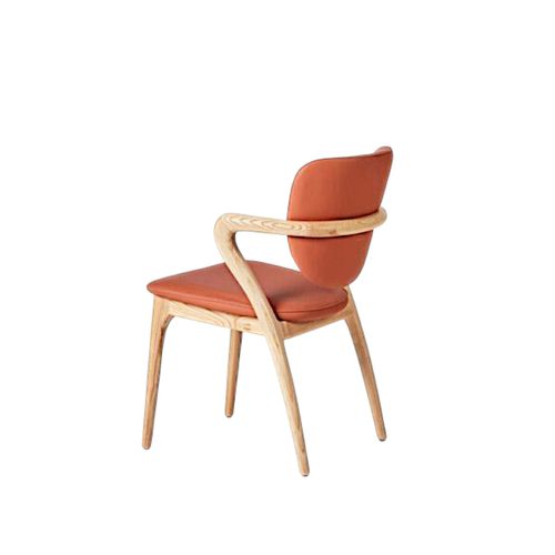 Chaise En Cuir Terracotta, Accoudoirs Bois Clair Alder