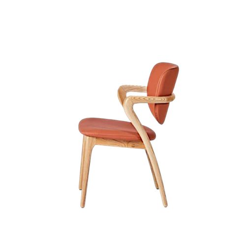 Chaise En Cuir Terracotta, Accoudoirs Bois Clair Alder