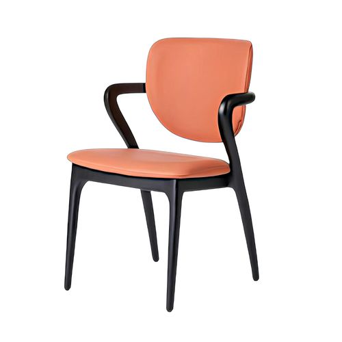 Chaise En Cuir Terracotta, Accoudoirs Bois Noir Alder