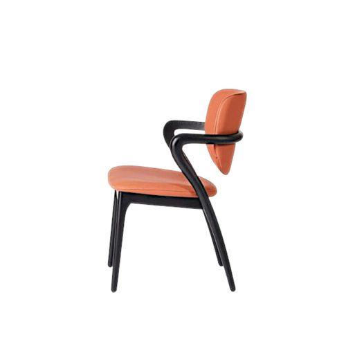 Chaise En Cuir Terracotta, Accoudoirs Bois Noir Alder