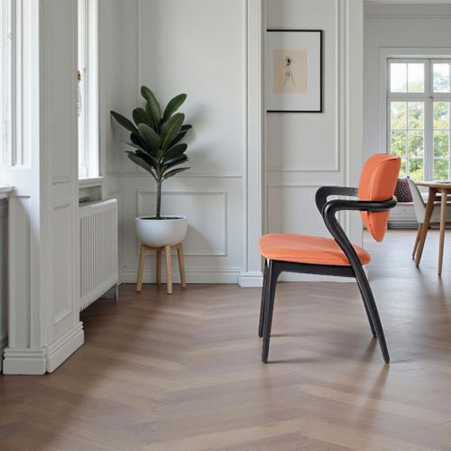 Chaise En Cuir Terracotta, Accoudoirs Bois Noir Alder