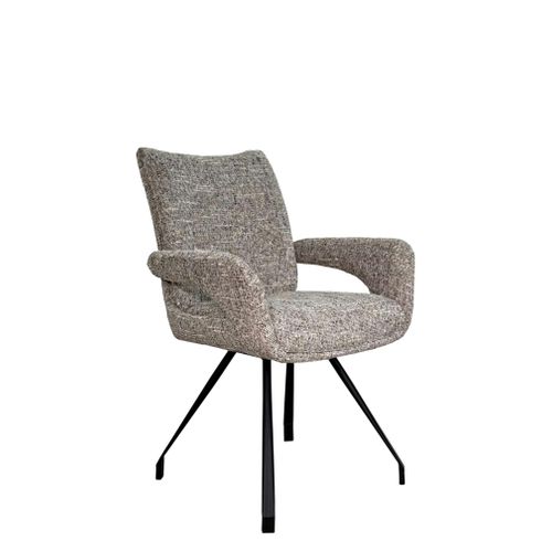 Chaise Tissu Taupe Chiné Accoudoirs Larges (lot De 2) Ligurie