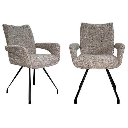 Chaise Tissu Taupe Chiné Accoudoirs Larges (lot De 2) Ligurie