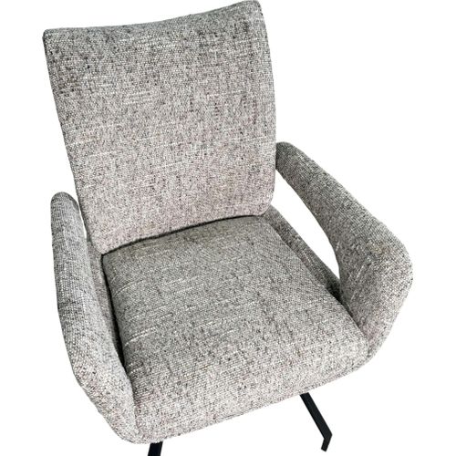 Chaise Tissu Taupe Chiné Accoudoirs Larges (lot De 2) Ligurie