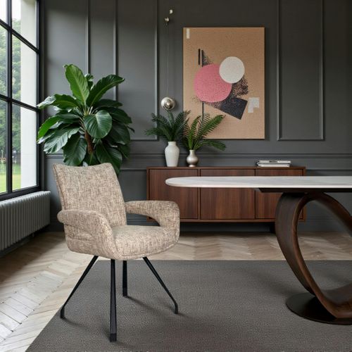 Chaises Tissu Beige Chiné Accoudoirs Larges (lot De 2) Ligurie