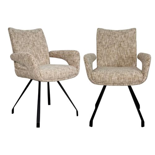 Chaises Tissu Beige Chiné Accoudoirs Larges (lot De 2) Ligurie