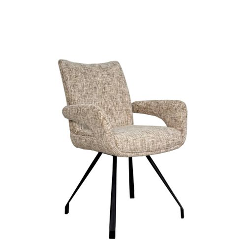 Chaises Tissu Beige Chiné Accoudoirs Larges (lot De 2) Ligurie