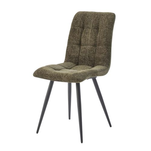 Chaise En Tissu Vert Motif Damier (lot De 2) Lombardie